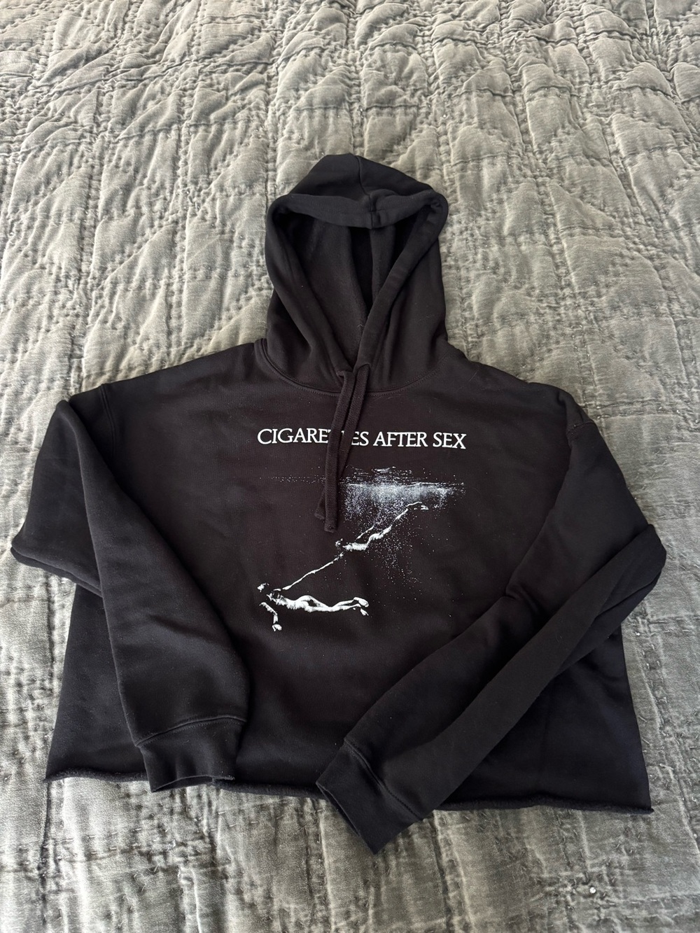 CAS NYC 2024 Concert Black Graphic Cropped Hoodie L
